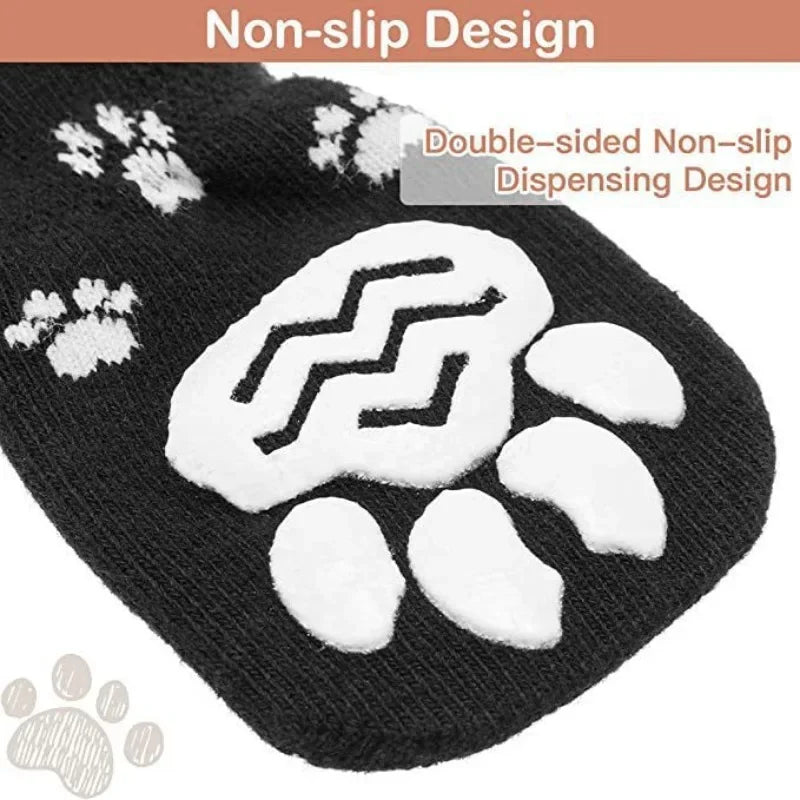 Anti-Slip Dog Socks 4 Pack – Grip Socks with Straps for Floors