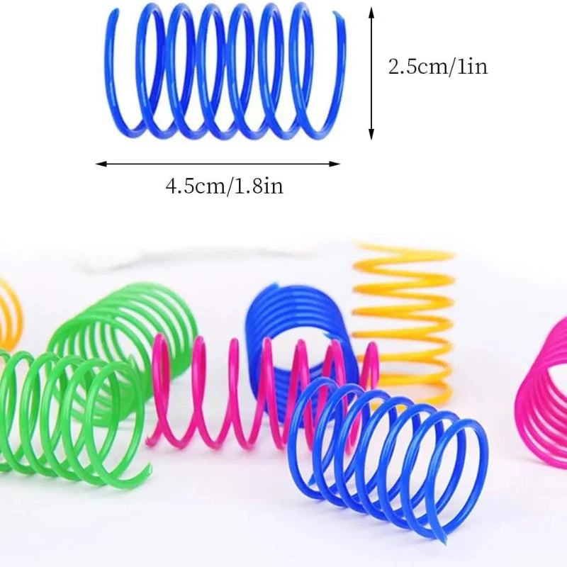 Cat Spring Toys Pack – Colourful Plastic Coil Springs for Kittens