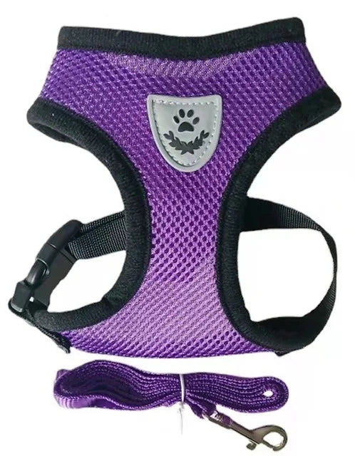 Cat & Dog Harness with Leash – Breathable Reflective Mesh Vest