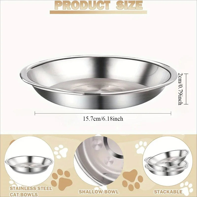 Stainless Steel Cat Bowl Set – Wide Anti-Tip Low-Profile Feeder