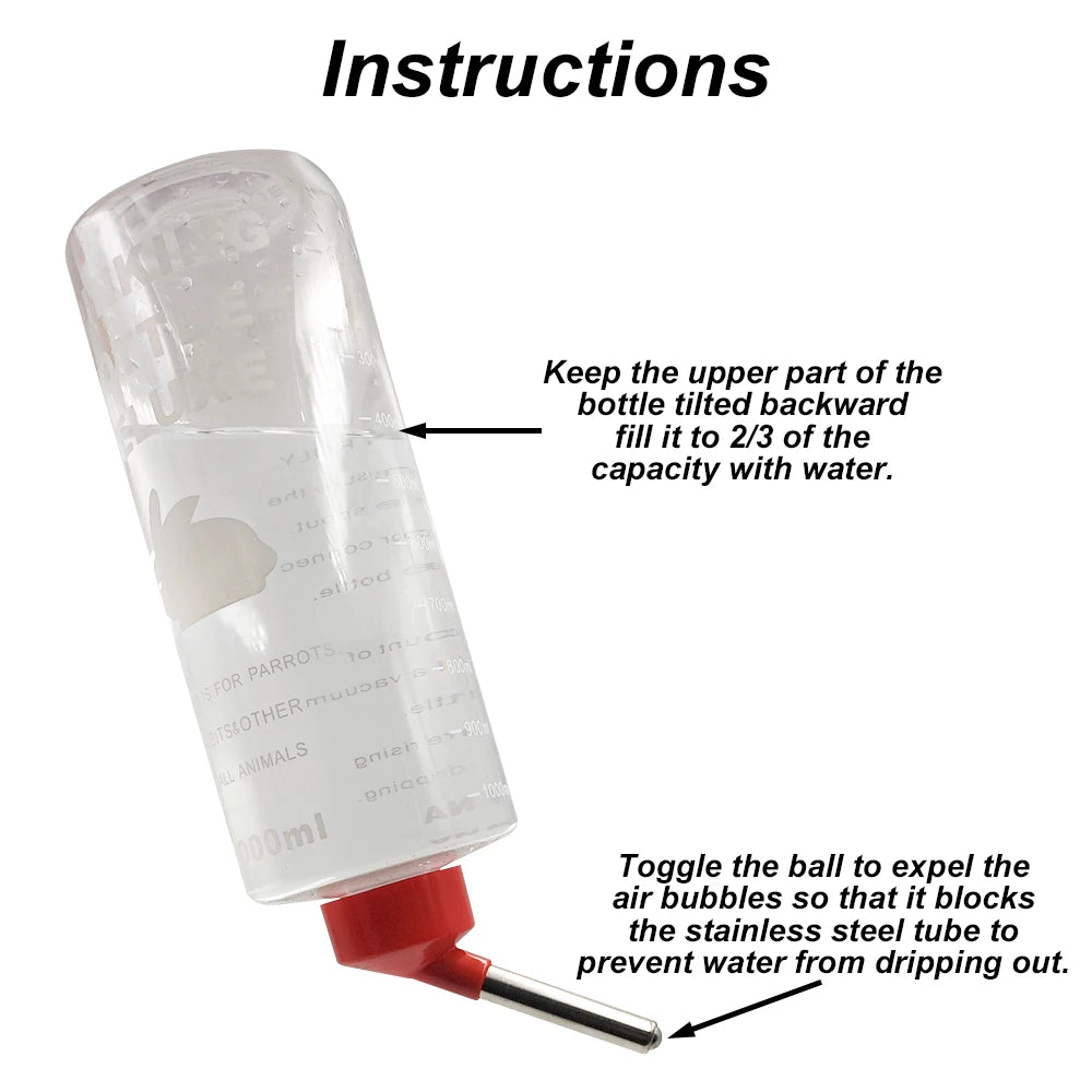 1000ml Small Animal Water Bottle – Hanging Drinker Rabbit Guinea Pig