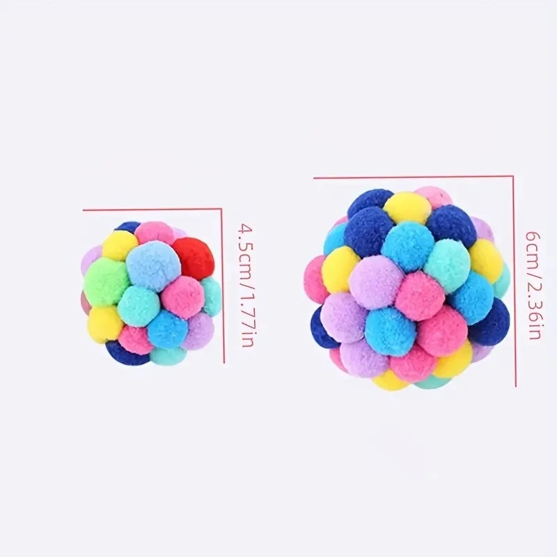 Cat Plush Bell Balls 1/3 Pack – Colourful Woolen Ball Cat Toy