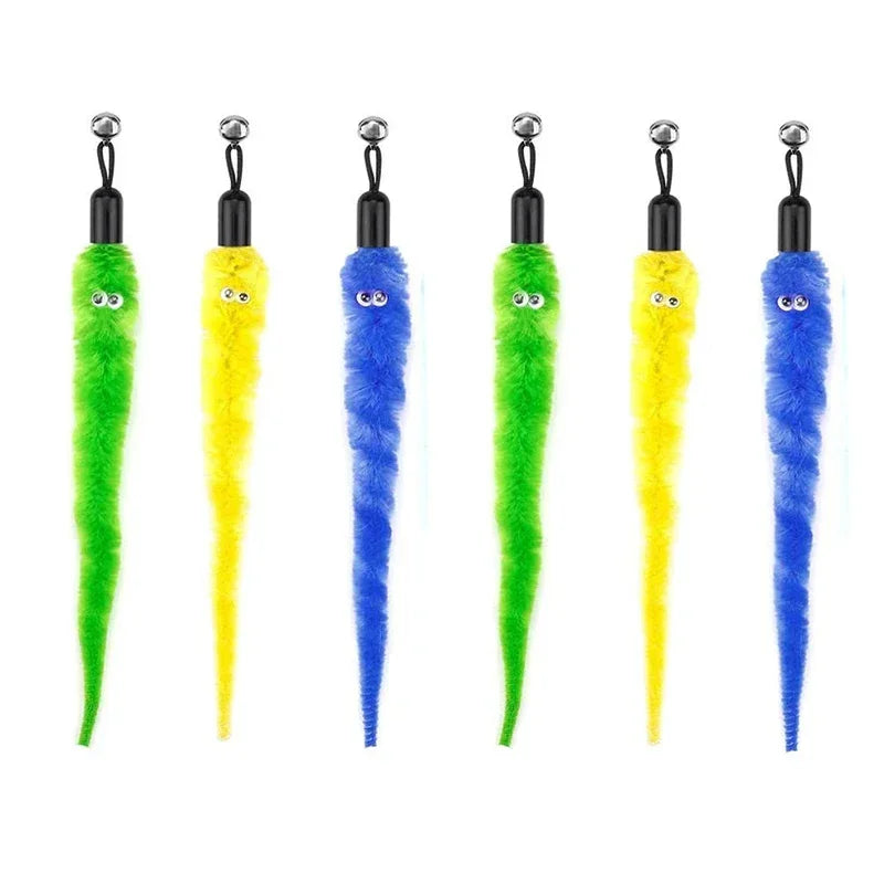 Cat Feather Toy Refills – Replacement Bird, Worm & Ball Teaser Heads