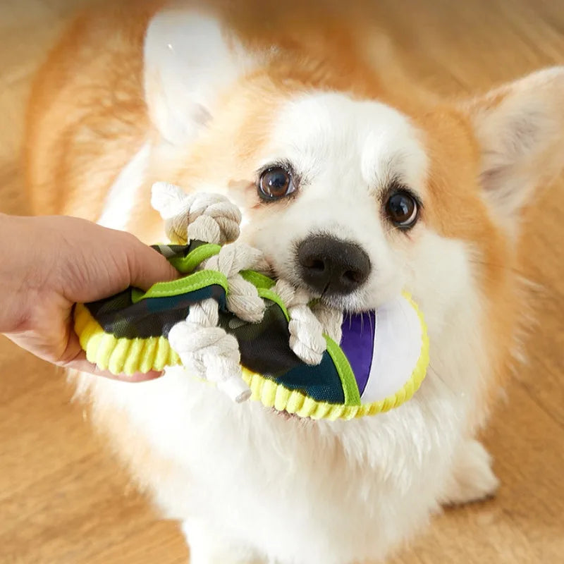 Squeaky Shoe Rope Dog Toy – Teeth Cleaning Cotton Chew Toy