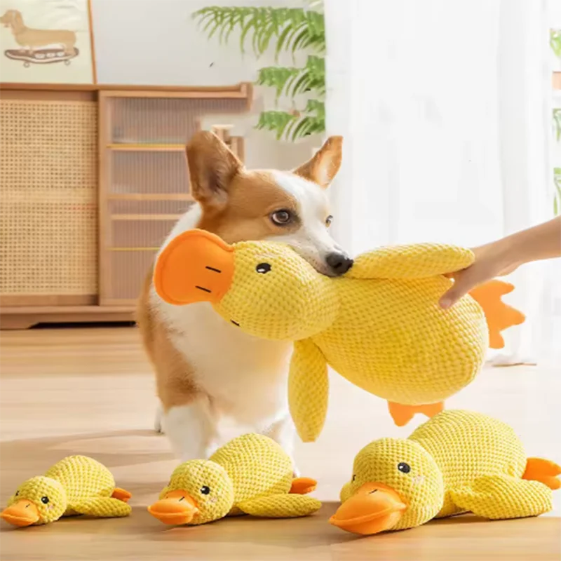 Squeaky Plush Duck Dog Toy – Teeth Cleaning Chew Toy for Dogs