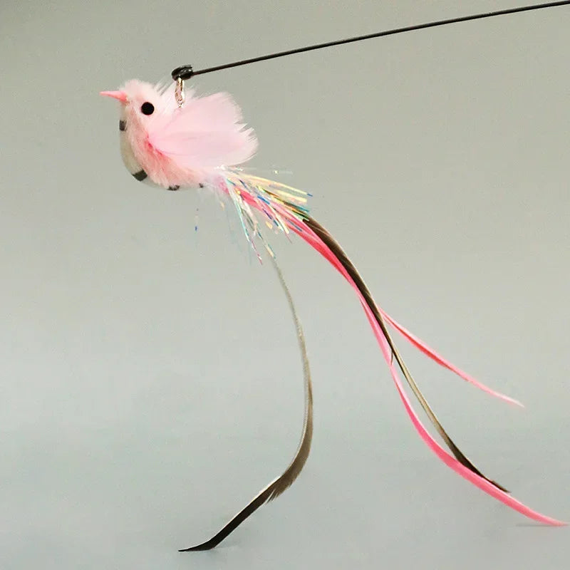Cat Feather Toy Refills – Replacement Bird, Worm & Ball Teaser Heads