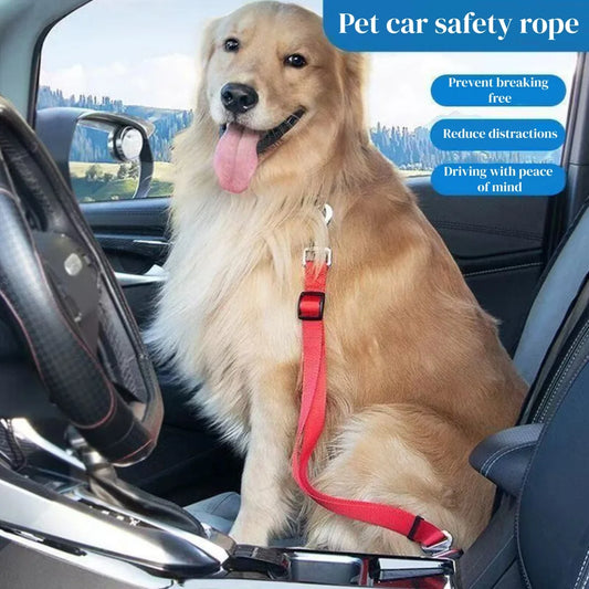 Dog Car Seat Belt – Adjustable Safety Rope with 360° Swivel Hook