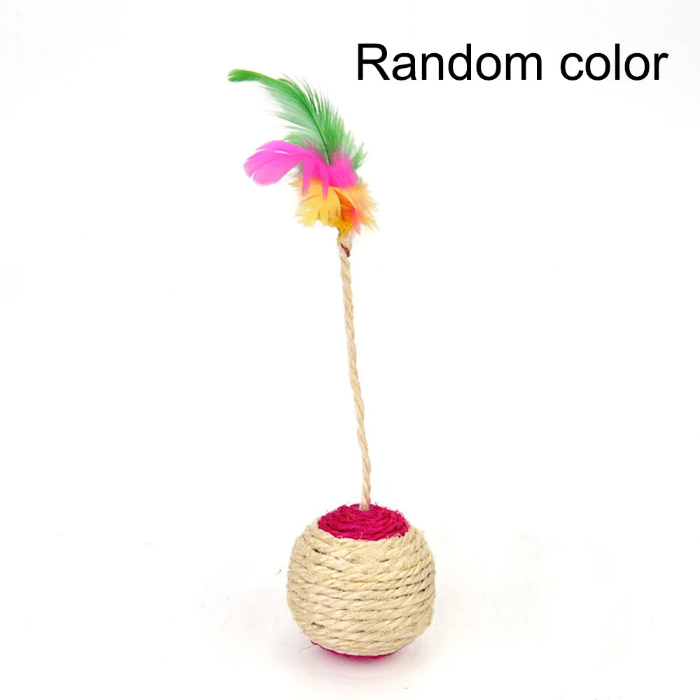 Feather Sisal Cat Ball – Shuttlecock Claw Grinding Cat Toy