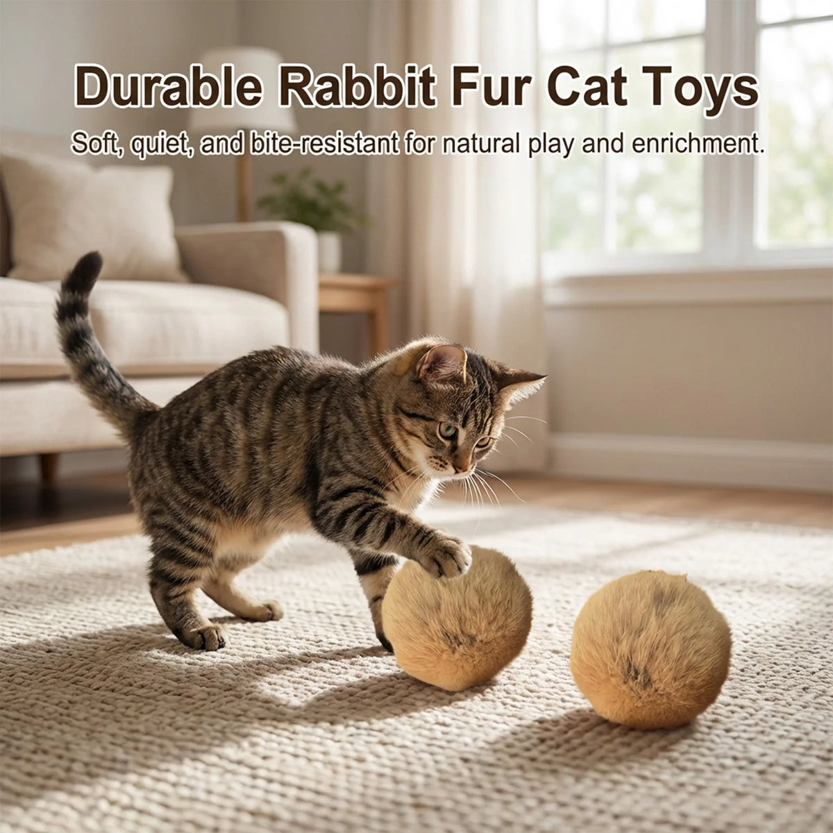 Rabbit Fur Catnip Balls 1–6 Pack – Plush Chase Ball Cat Toy 8cm