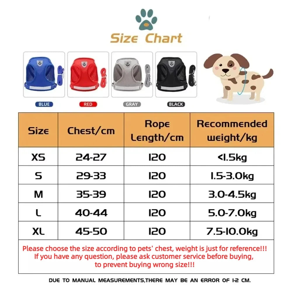 Cat Harness and Leash Set – Escape-Proof Reflective Mesh Vest Harness