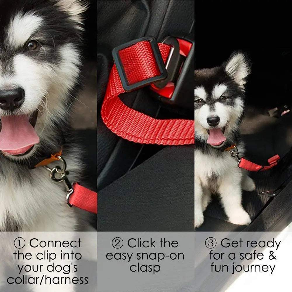 Dog Car Seat Belt – Adjustable Pet Travel Safety Harness Lead