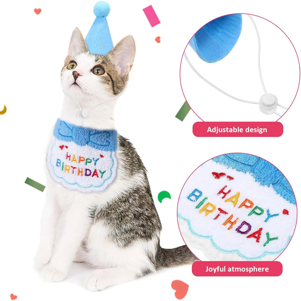 Pet Birthday Bandana & Party Hat Set – Dog & Cat Birthday Outfit