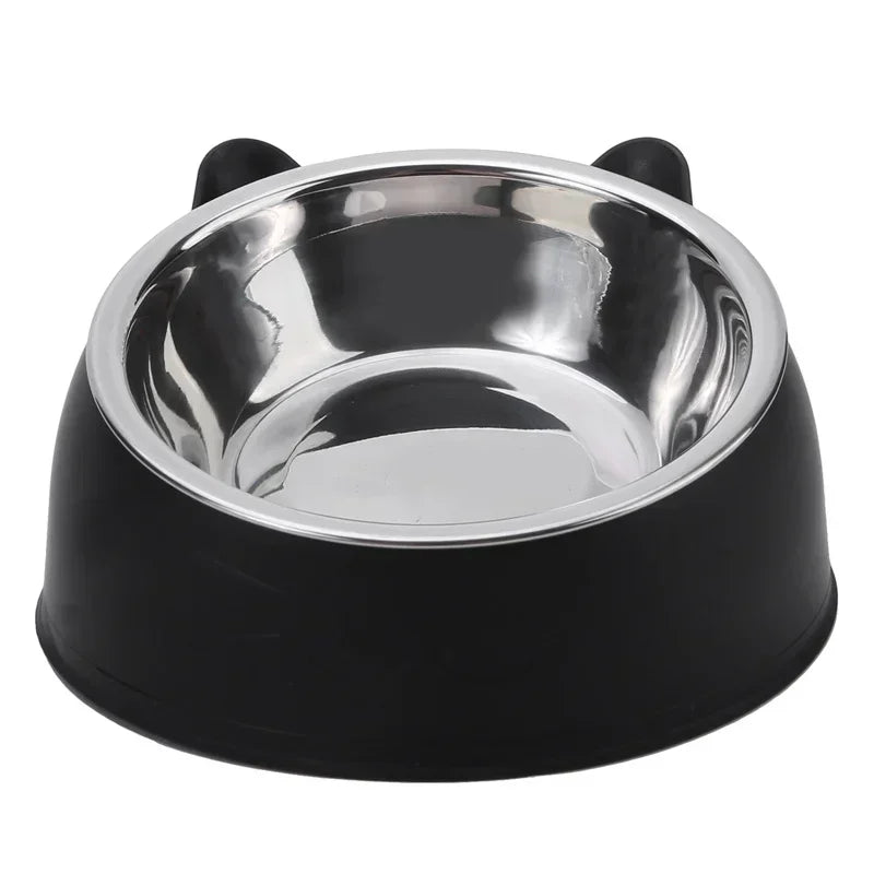 Stainless Steel Double Cat Bowl – 15° Tilted Raised Pet Feeder