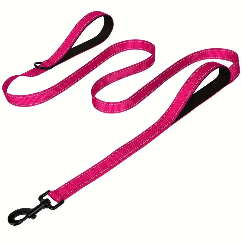 Heavy-Duty Double Handle Dog Leash – Reflective for Large Breeds