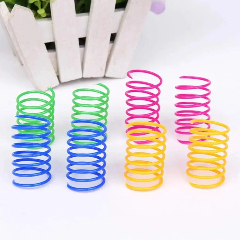 Cat Spring Toys Pack – Colourful Plastic Coil Springs for Kittens