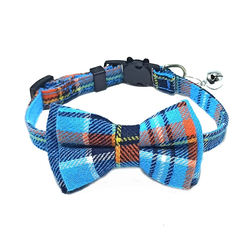 Plaid Bow Tie Cat Collar with Bell – Breakaway Christmas Red Pet Collar