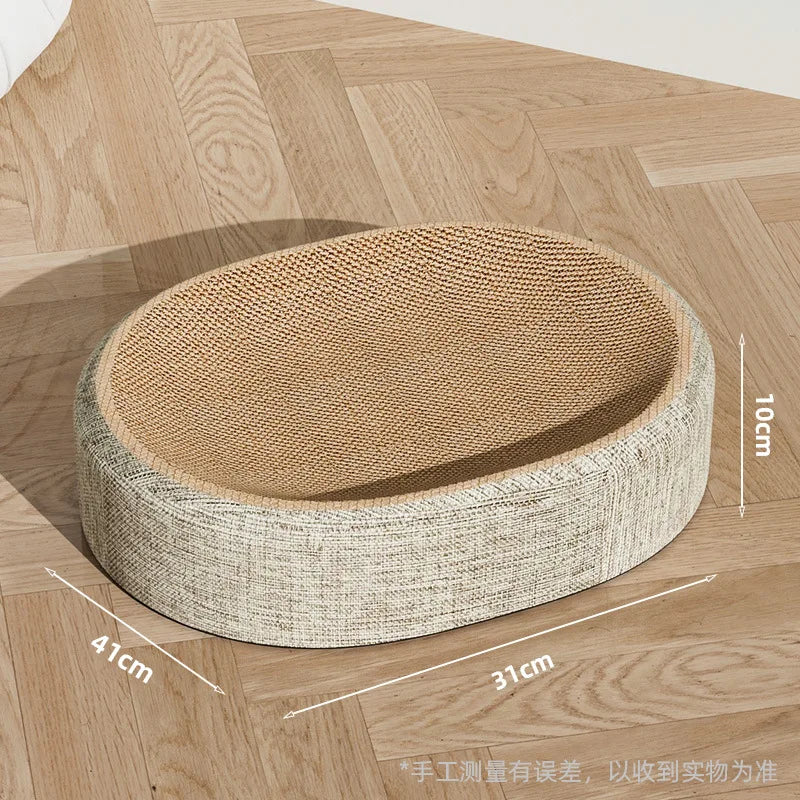 2-in-1 Cat Scratcher Bed – Oval Corrugated Cardboard Scratching Nest