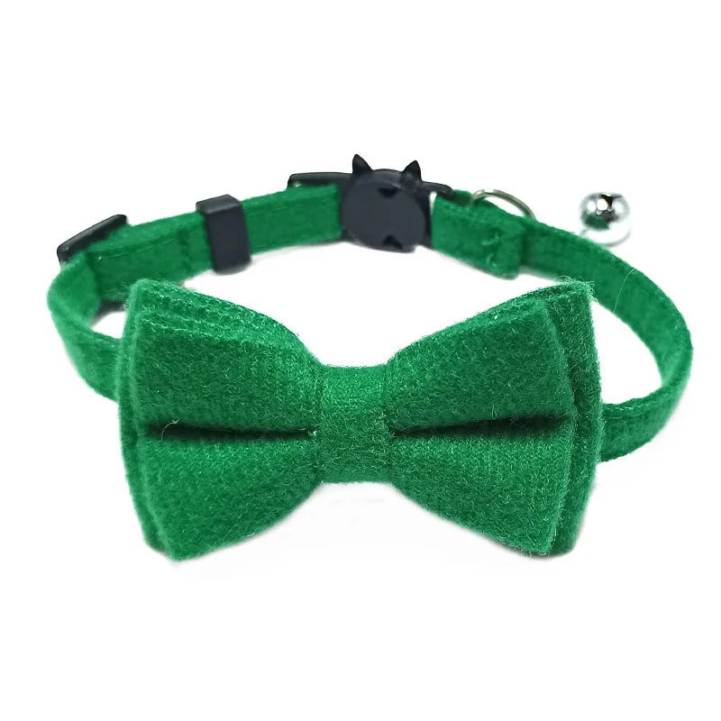 Plaid Bow Tie Cat Collar with Bell – Breakaway Christmas Red Pet Collar