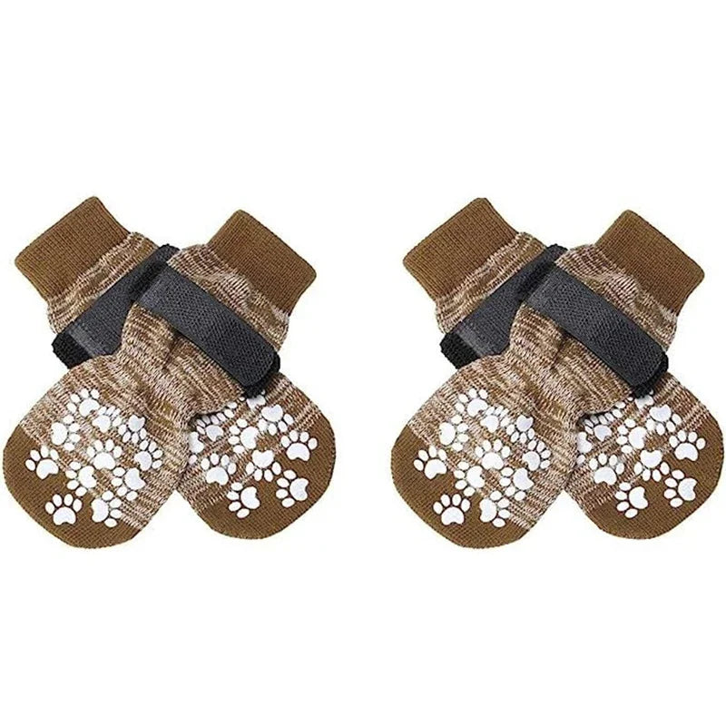 Anti-Slip Dog Socks 4 Pack – Grip Socks with Straps for Floors