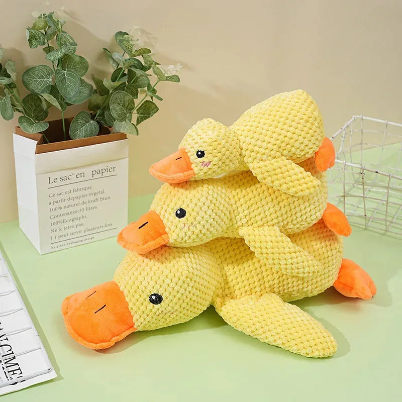 Calming Duck Plush Dog Toy – Squeaky Sleeping Companion Toy