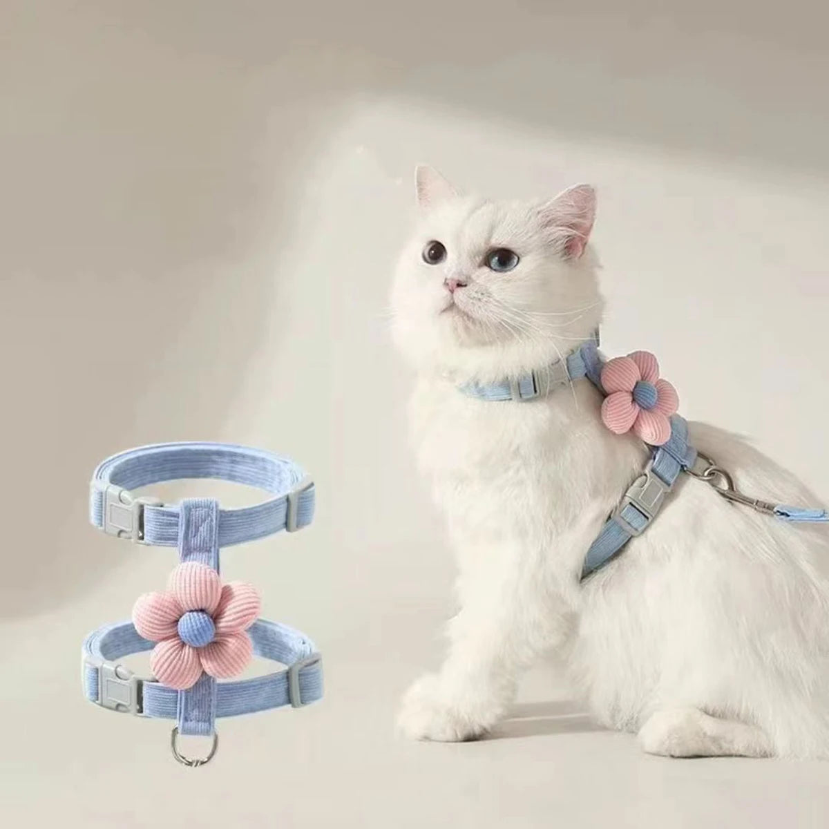 Cat & Small Dog Harness Leash Set – Breathable Adjustable Walking Vest