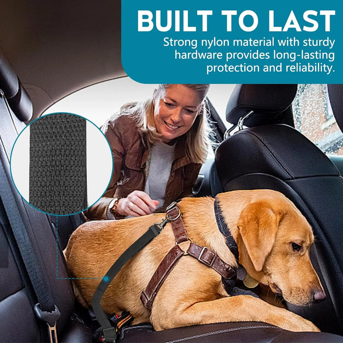 Dog Car Seat Belt – Adjustable Safety Rope with 360° Swivel Hook