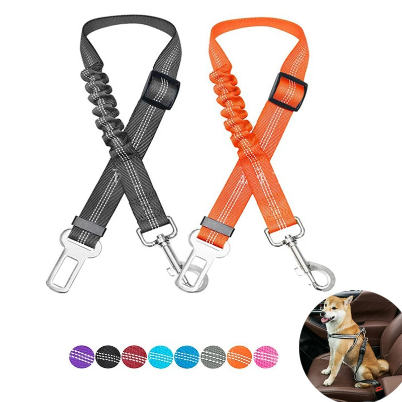 Dog Car Seat Belt Harness – Reflective Elastic Travel Safety Lead