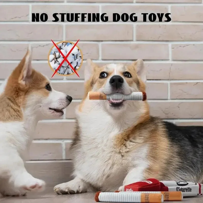 Squeaky Plush Cigarette Dog Toy – Funny Chew Toy Gift
