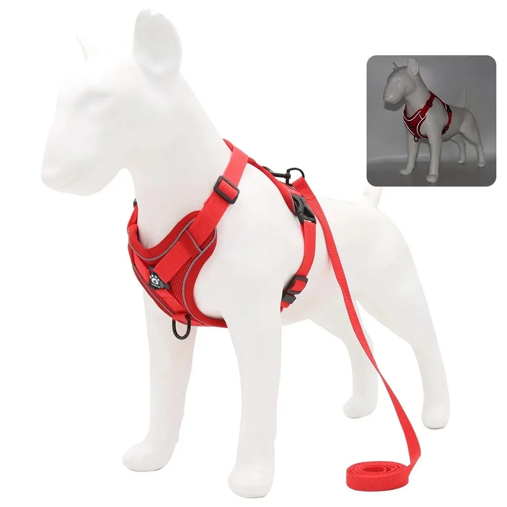 No-Pull Dog Harness with 1.5m Leash – Adjustable Reflective Vest Set