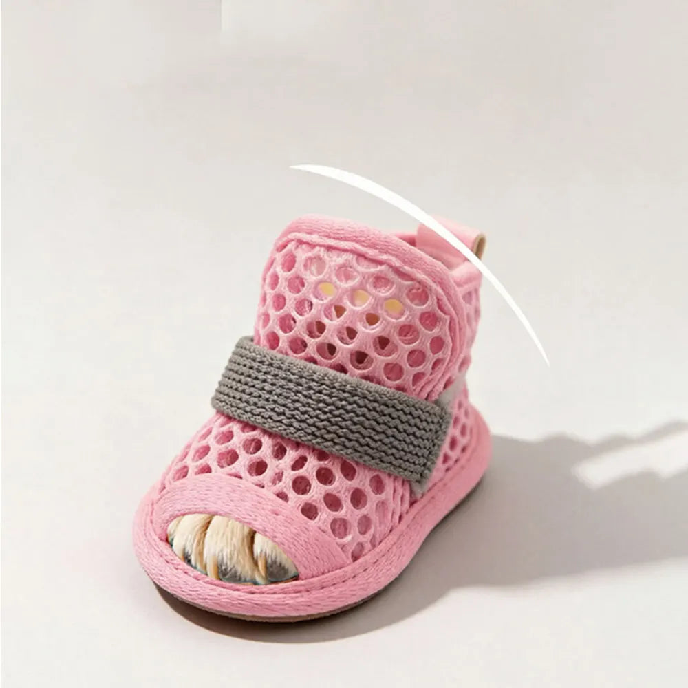 Breathable Mesh Dog Shoes 4 Pack – Non-Slip Summer Dog Boots