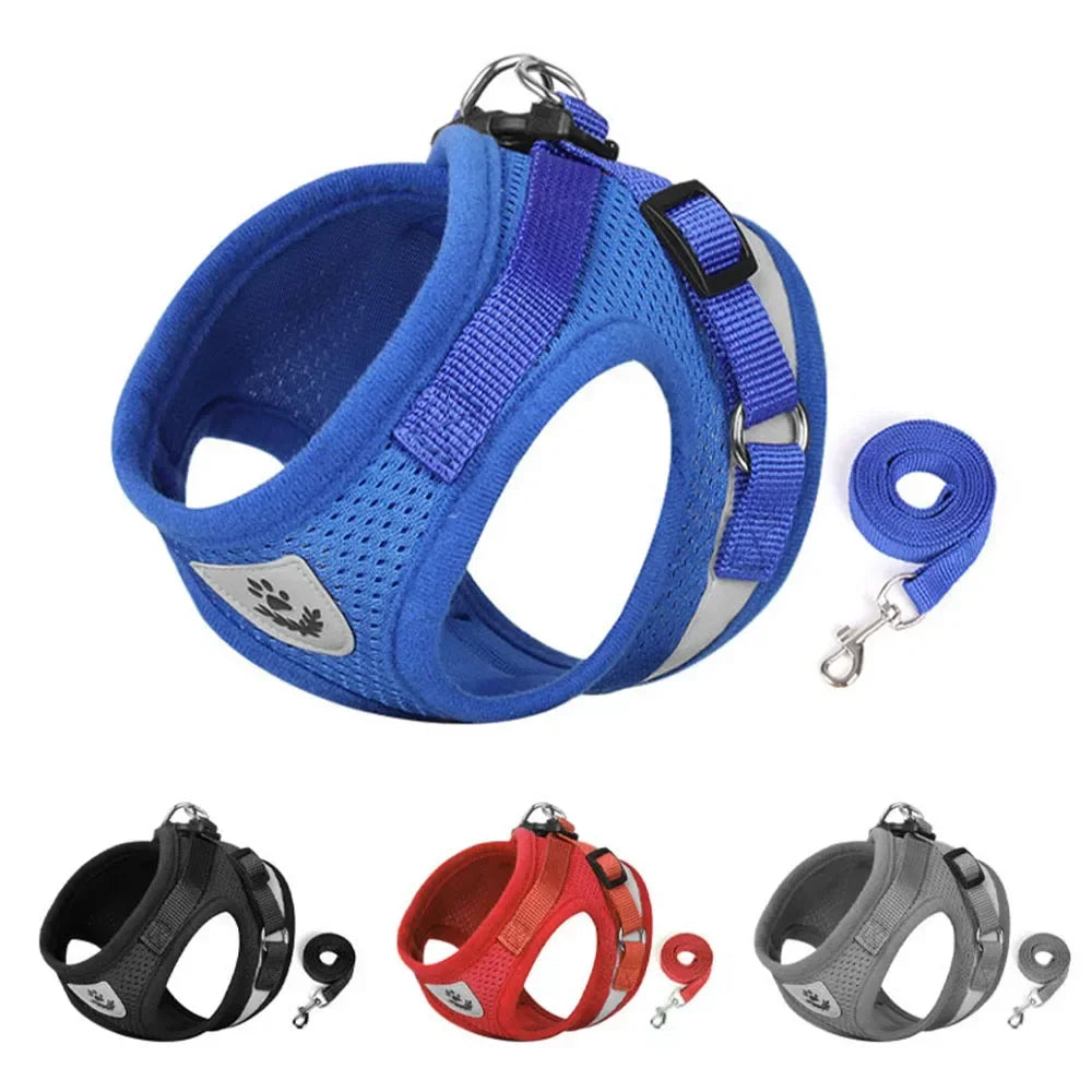 Cat Harness and Leash Set – Escape-Proof Reflective Mesh Vest Harness