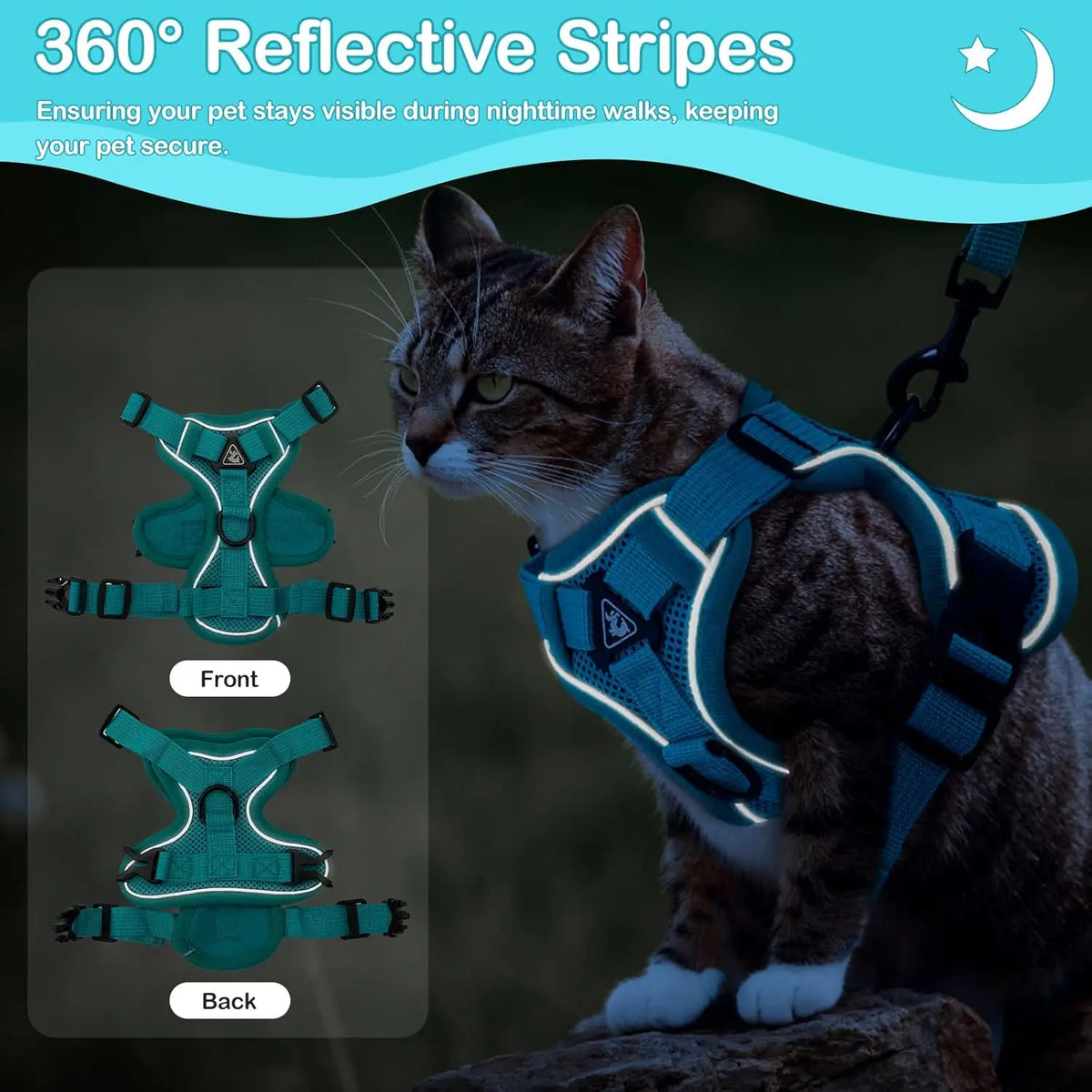 Cat Harness and Leash Set – Adjustable Reflective Vest Small to Large