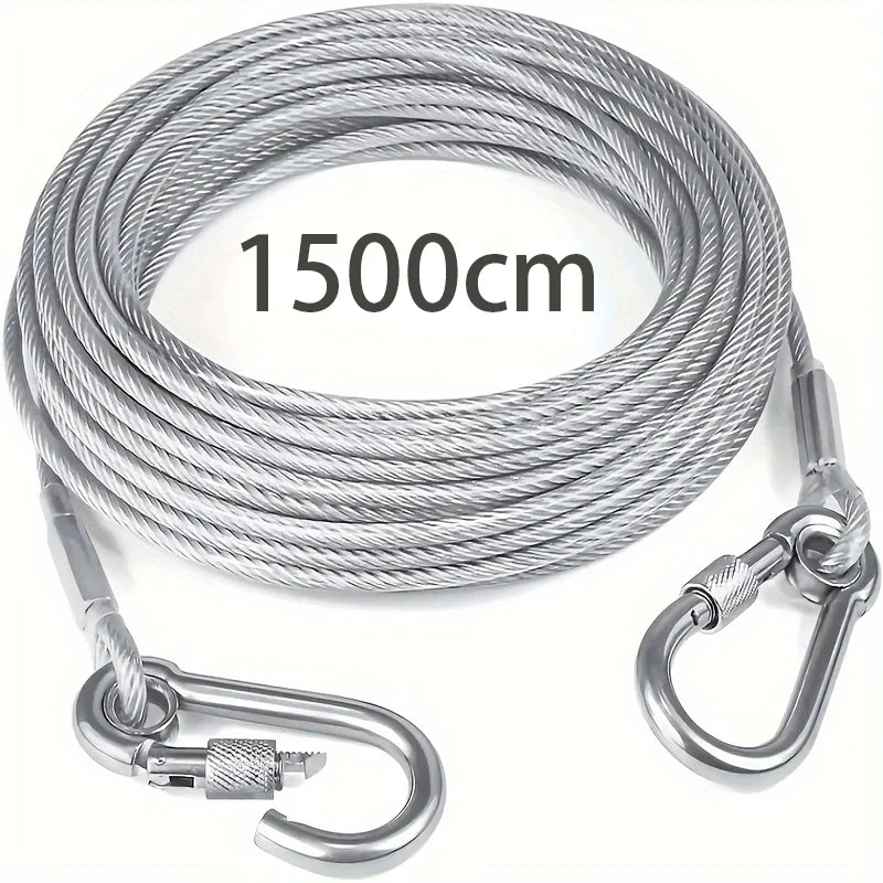 Heavy-Duty Dog Tie-Out Cable – Reflective Steel Lead with Swivel Hooks