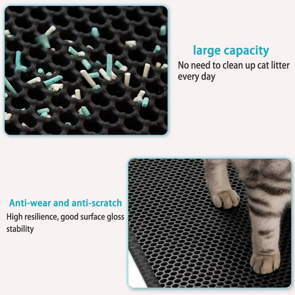 Double-Layer Cat Litter Mat – Waterproof Washable Litter Trap