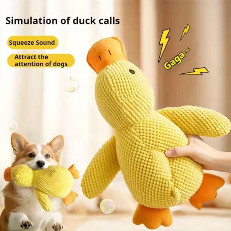 Squeaky Plush Duck Dog Toy – Teeth Cleaning Chew Toy for Dogs