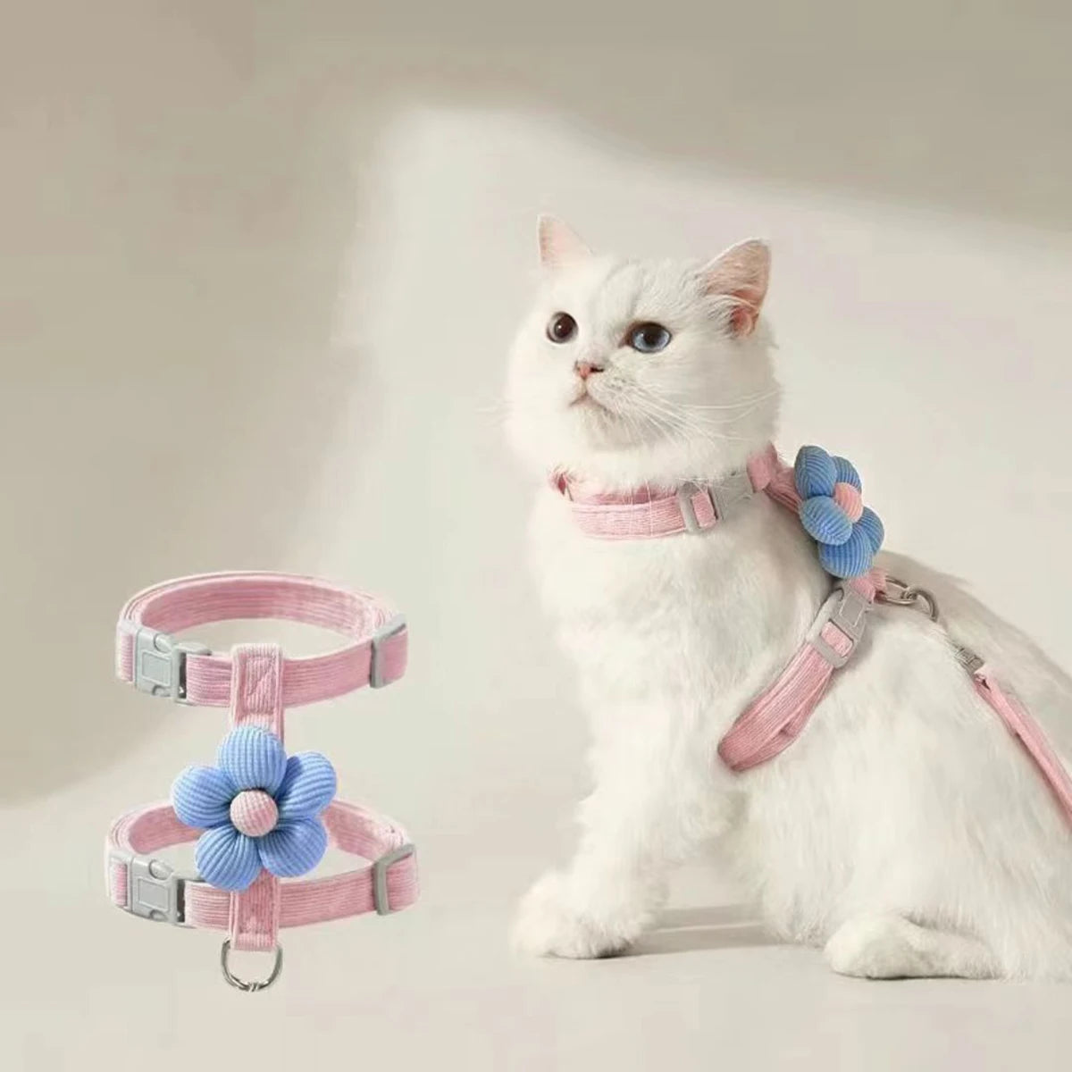 Cat & Small Dog Harness Leash Set – Breathable Adjustable Walking Vest