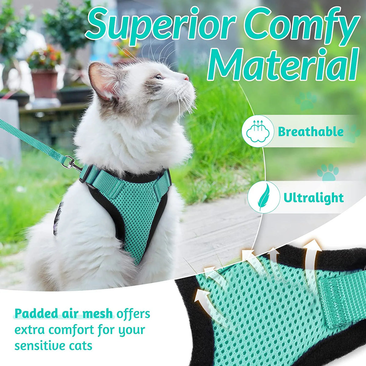 Cat Harness and Leash for Walking – Escape-Proof Soft Adjustable Vest