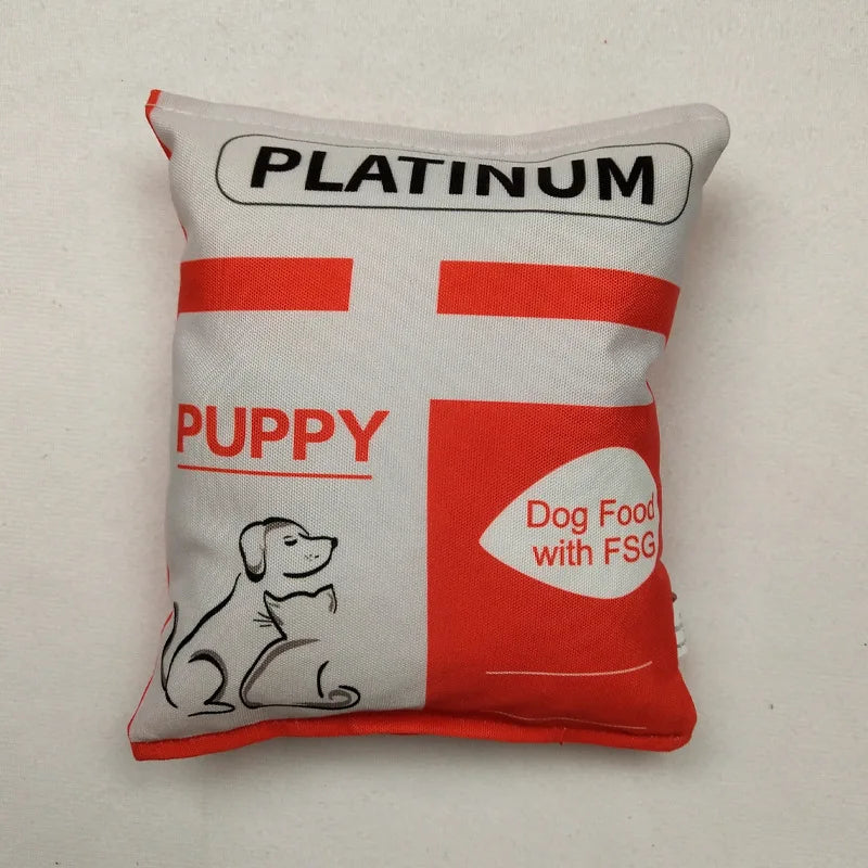 Squeaky Plush Chips Dog Toy – Teeth Cleaning Chew Toy