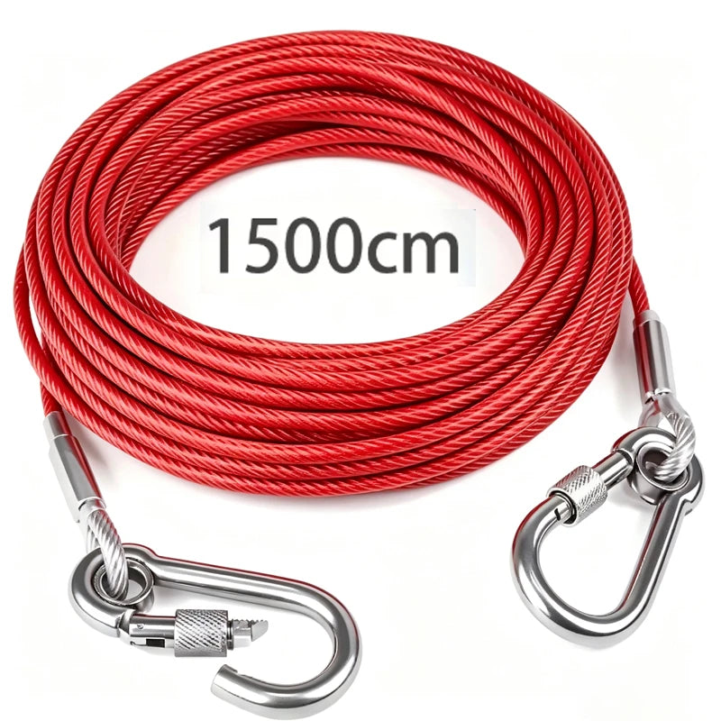 Heavy-Duty Dog Tie-Out Cable – Reflective Steel Lead with Swivel Hooks