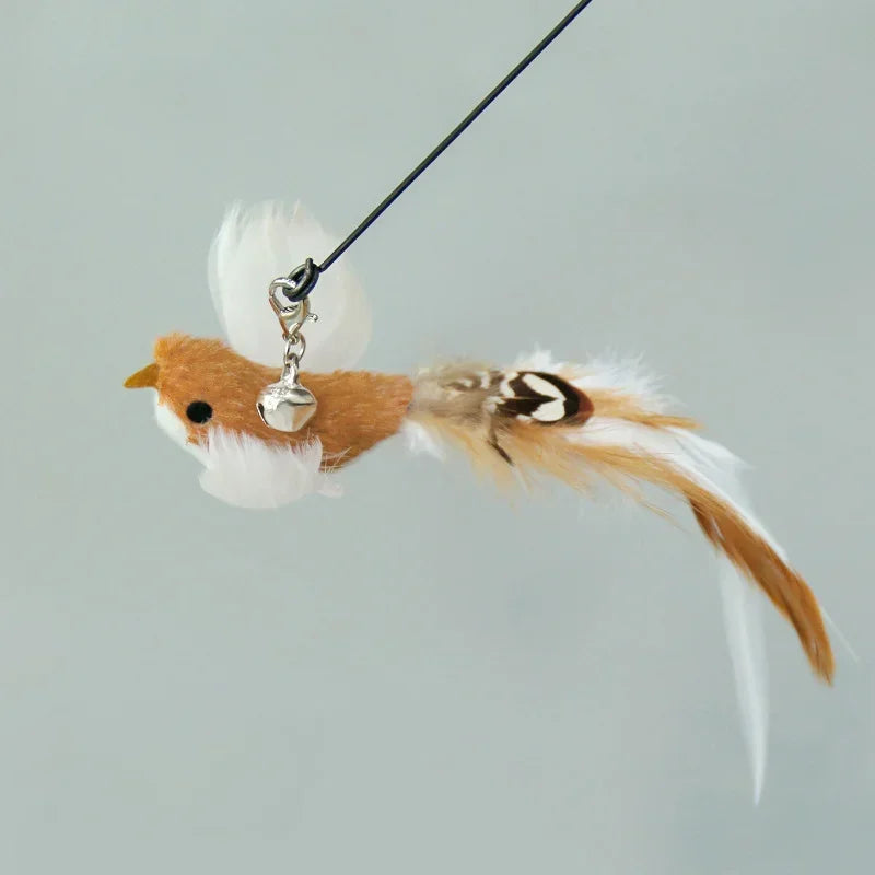 Cat Feather Toy Refills – Replacement Bird, Worm & Ball Teaser Heads