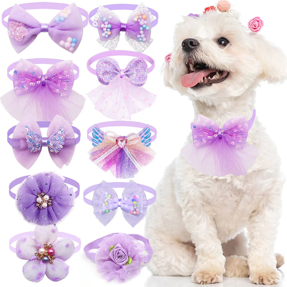 Dog Bow Tie Collars 10 Pack – Adjustable Lace Bow Collars Dogs & Cats
