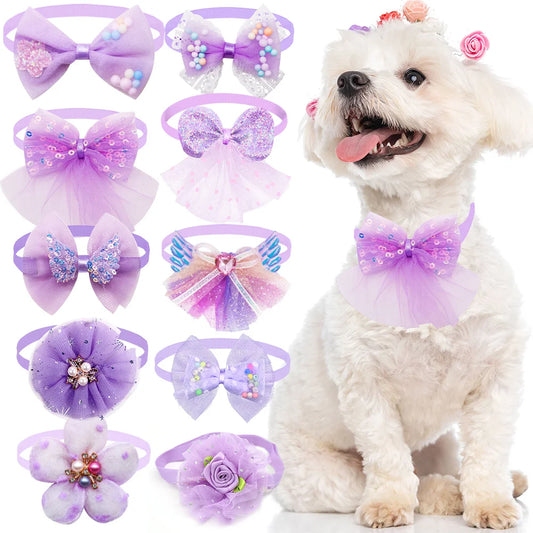 Dog Bow Tie Collars 10 Pack – Adjustable Lace Bow Collars Dogs & Cats