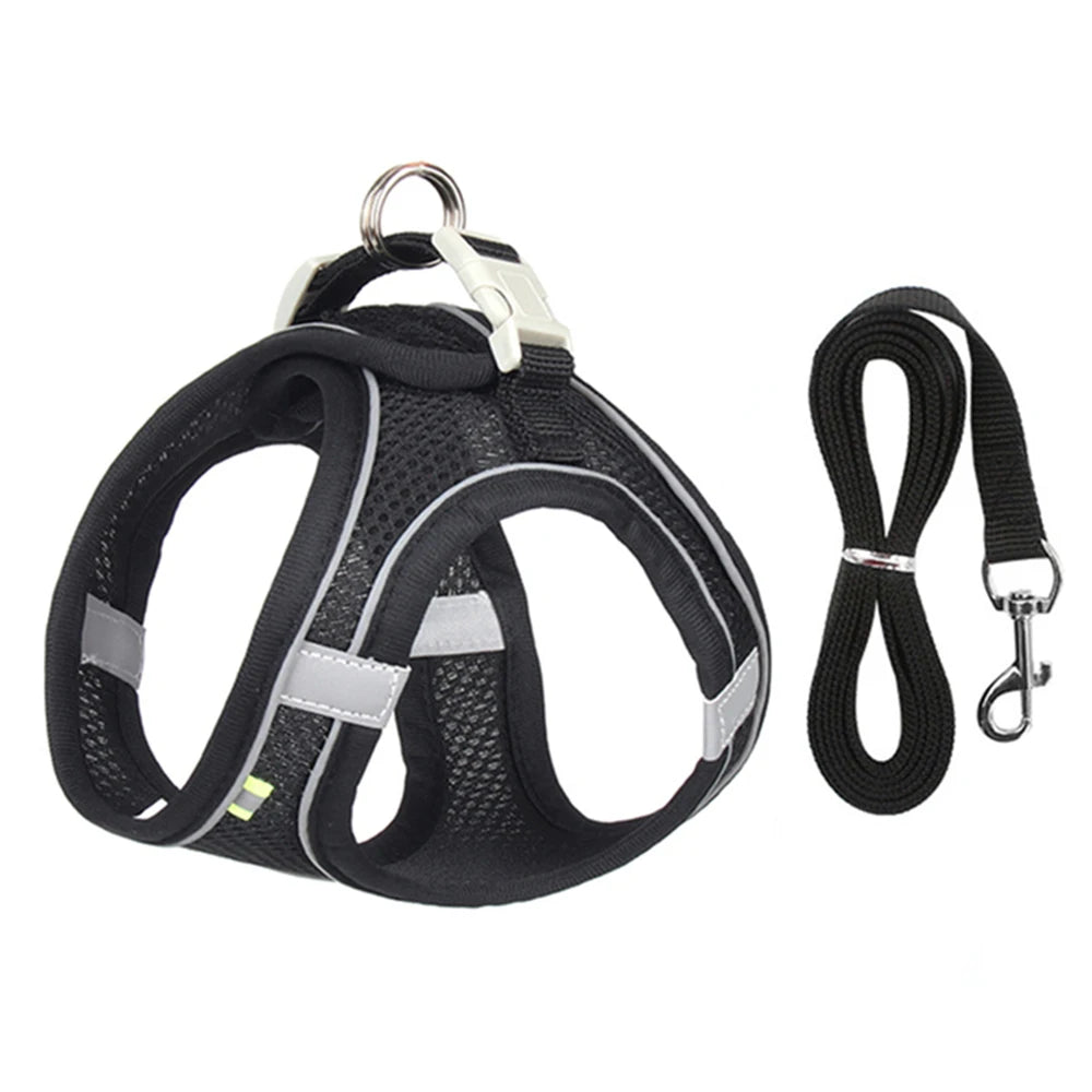 Puppy & Cat Vest Harness with Leash – Breathable Reflective Mesh