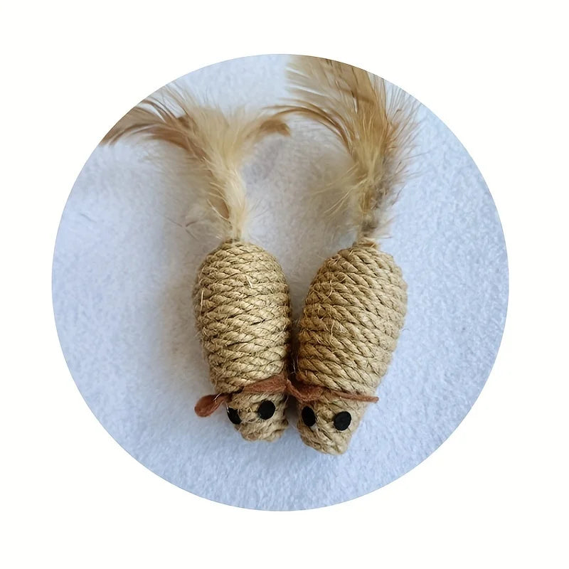 Sisal Mouse Cat Toys 1/4 Pack – Bite-Resistant Interactive Mice