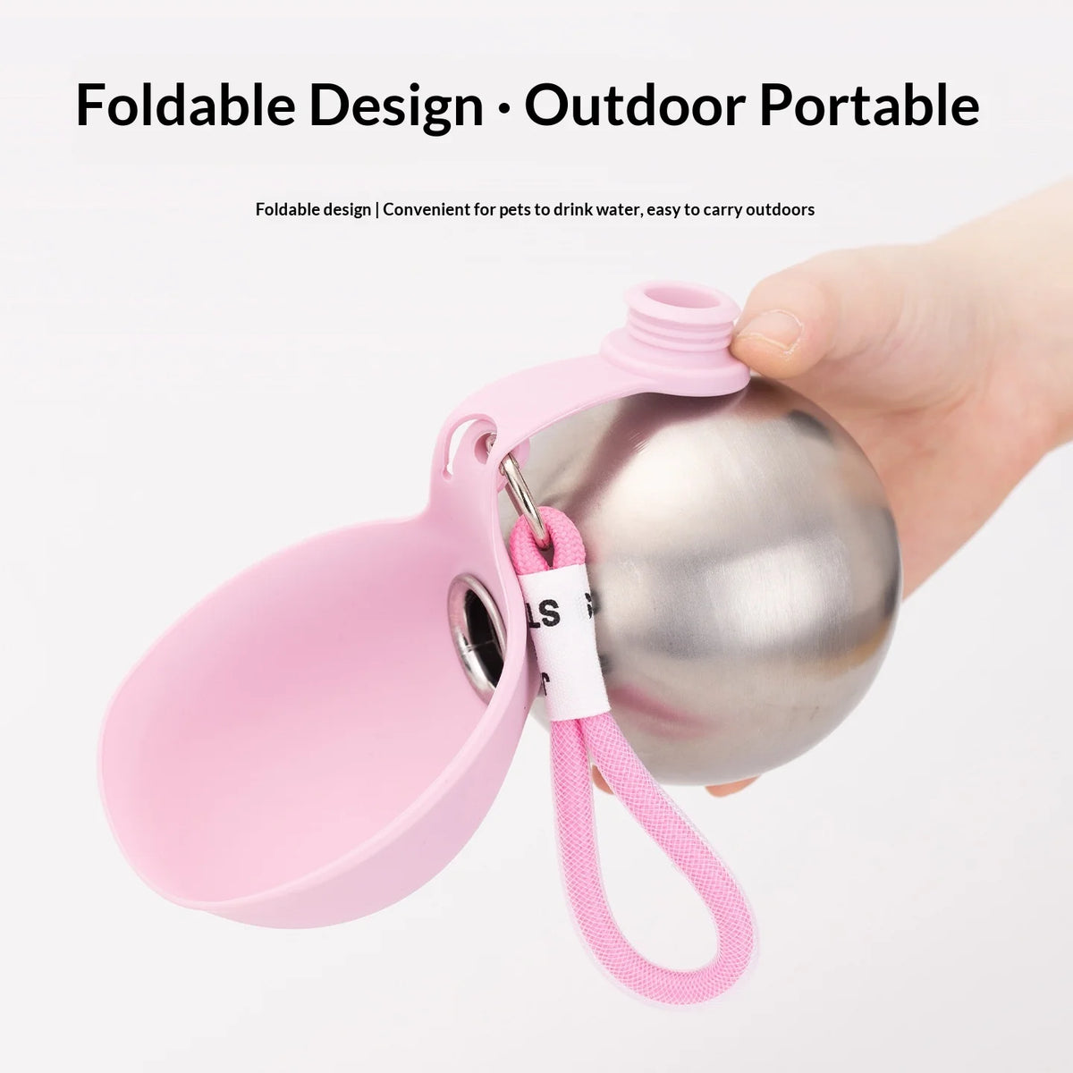 Stainless Steel Dog Water Bottle – Foldable Silicone Bowl for Walks