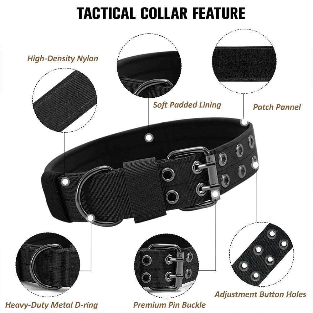 Tactical Dog Collar – Heavy-Duty Nylon Collar for Medium/Large Dogs