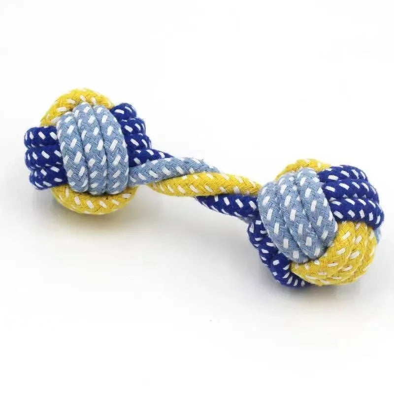 Cotton Rope Dog Toy – Knot Ball Dumbbell Teeth Cleaning Chew Toy