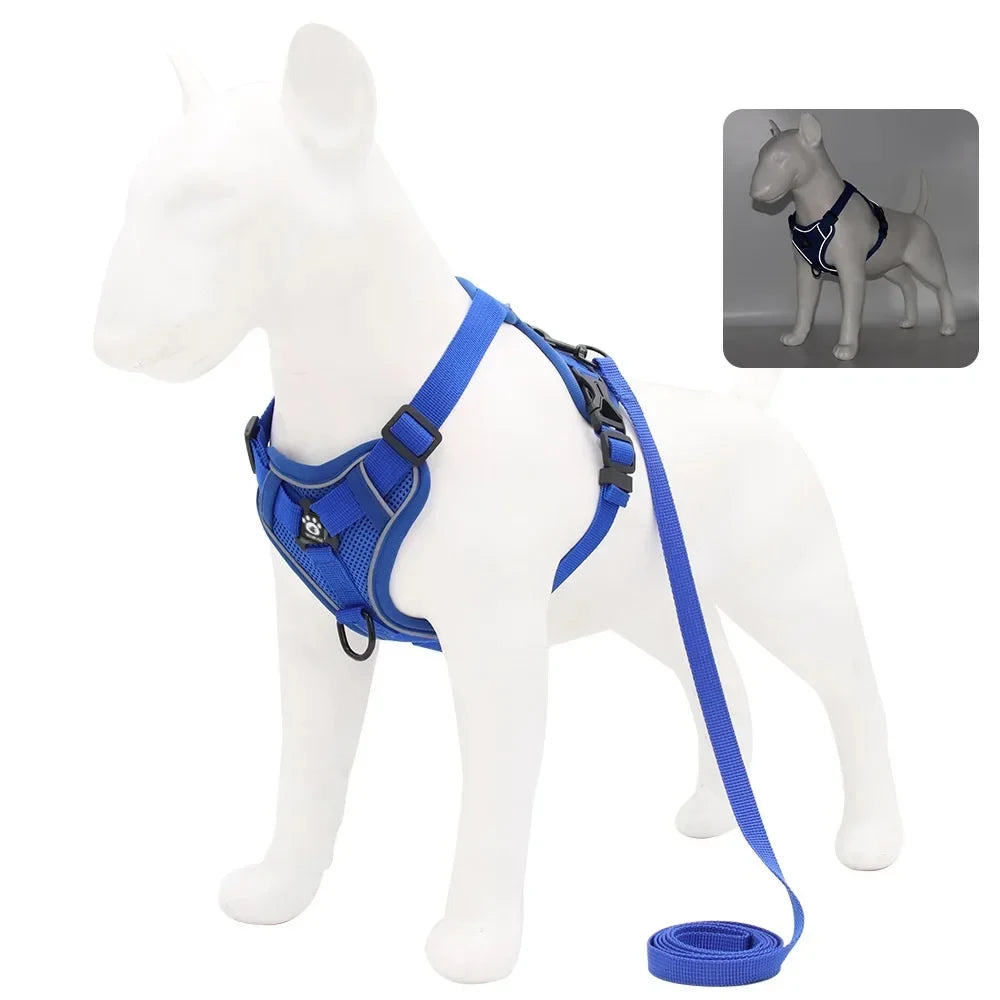 No-Pull Dog Harness with 1.5m Leash – Adjustable Reflective Vest Set