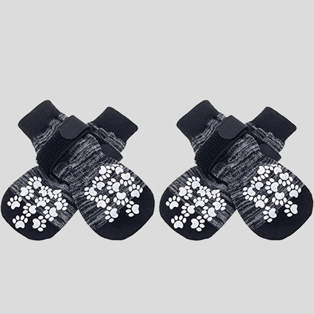 Non-Slip Dog Socks 4 Pack – Adjustable Indoor/Outdoor Paw Covers