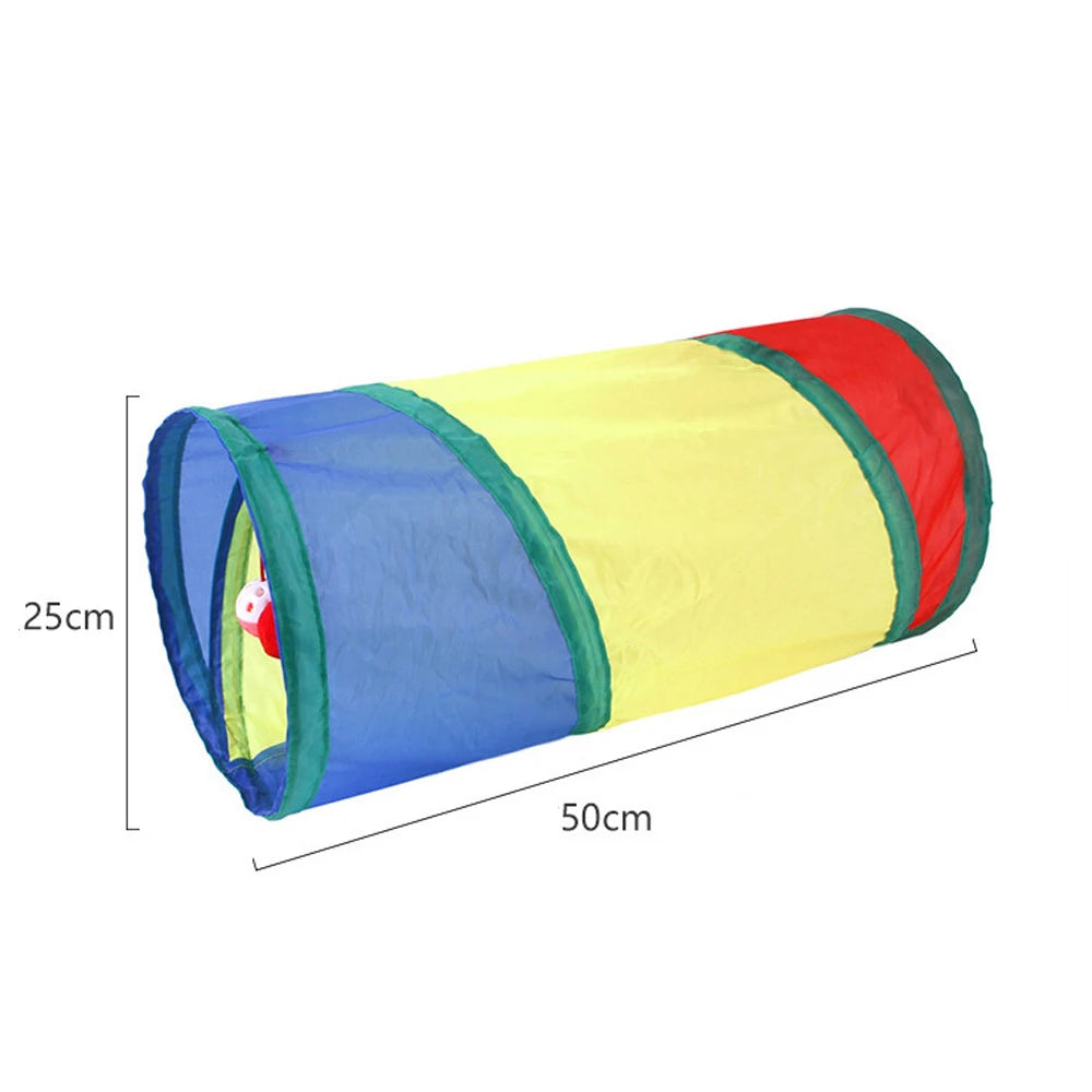 Collapsible Cat Tunnel – Foldable Play Tube with Hanging Toy for Cats